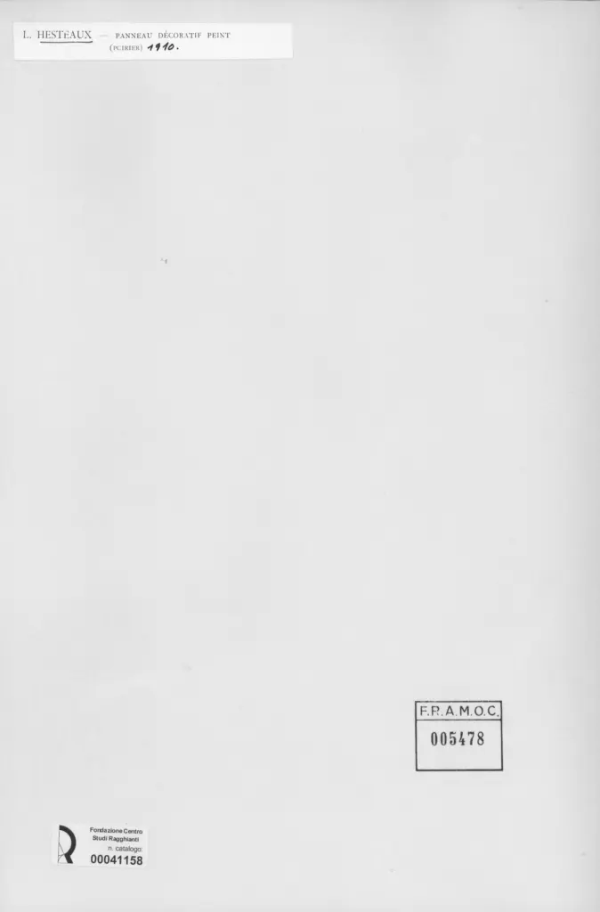 Anonimo , Hestaux, Louis - sec. XX - Pannello decorativo dipinto , retro