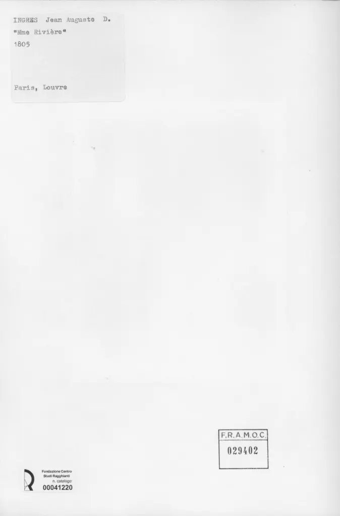 Anonimo , Ingres, Jean Auguste Dominique - sec. XIX - M.me Rivi&egrave;re , retro