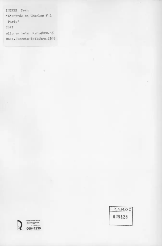 Anonimo , Ingres, Jean Auguste Dominique - sec. XIX - L'entr&eacute;e de Charles V &agrave; Paris , retro