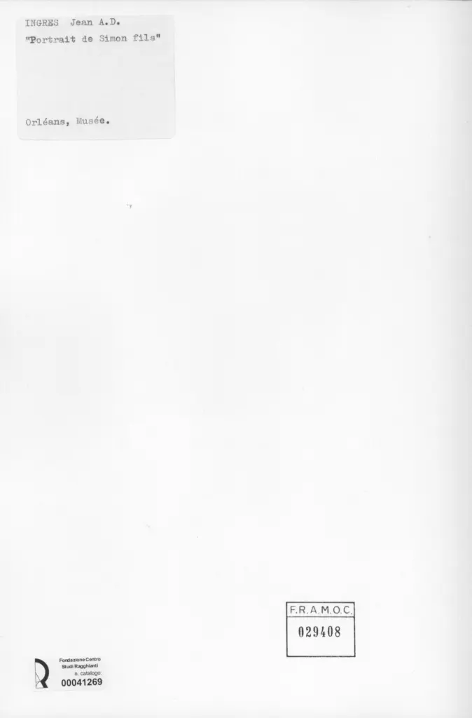 Anonimo , Ingres, Jean Auguste Dominique - sec. XIX - Portrait de Simon Fils , retro