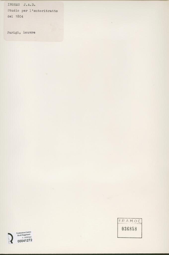 Anonimo , Ingres, Jean Auguste Dominique - sec. XIX - Studio per l'autoritratto , retro