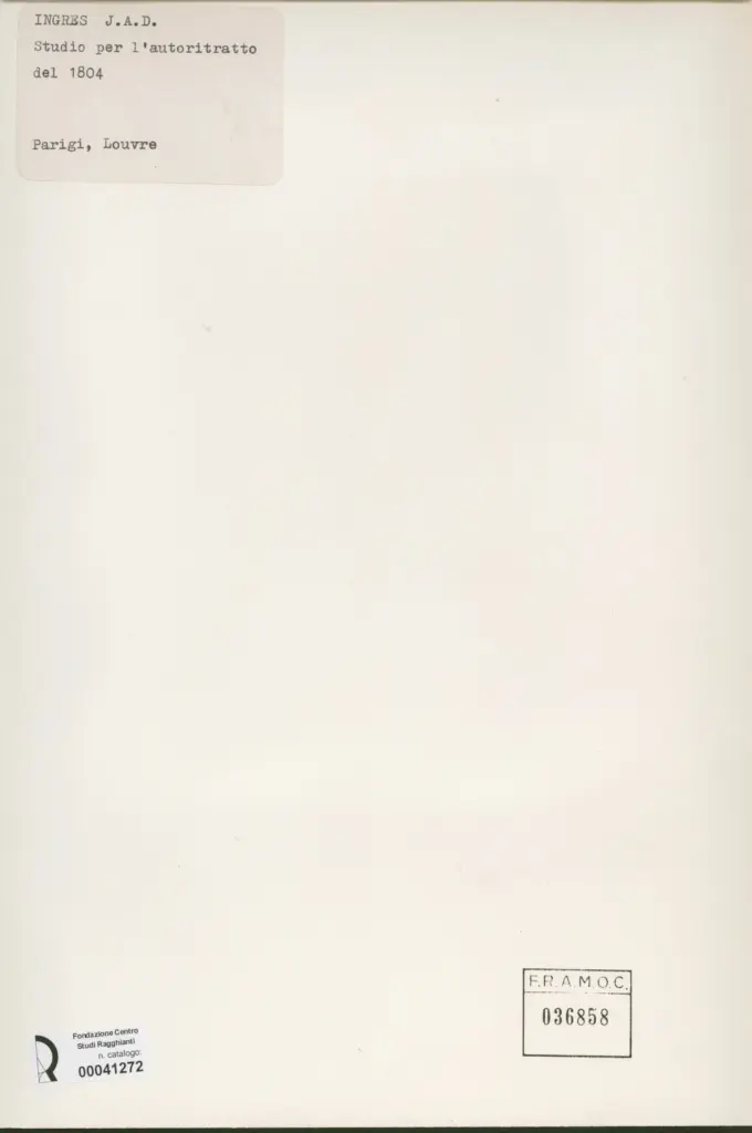 Anonimo , Ingres, Jean Auguste Dominique - sec. XIX - Studio per l'autoritratto , retro