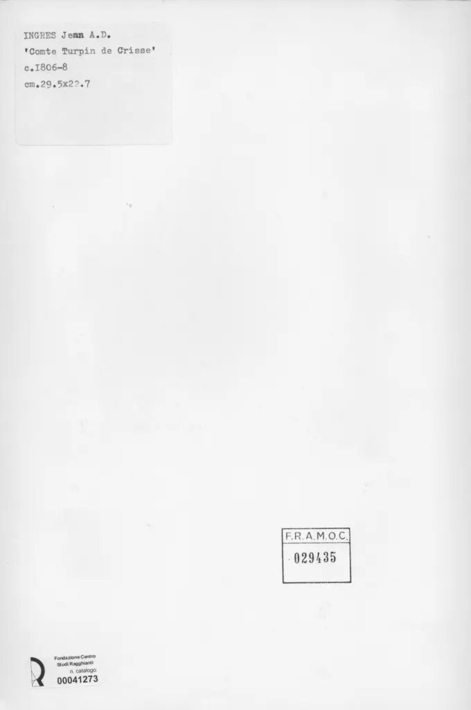 Anonimo , Ingres, Jean Auguste Dominique - sec. XIX - Compte Turpin de Crisse , retro