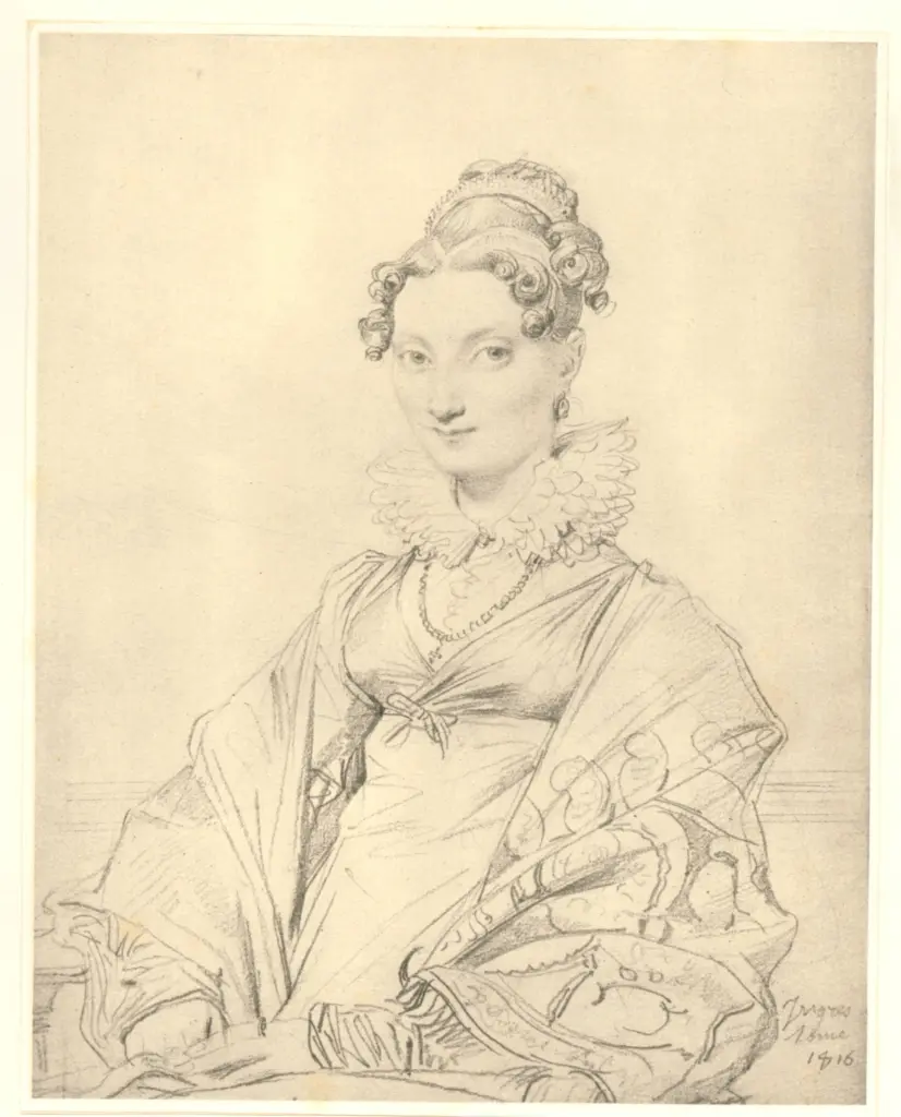 Anonimo , Ingres, Jean Auguste Dominique - sec. XIX - Potrait d'une inconnue , fronte