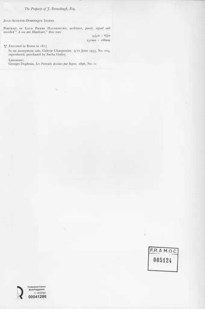 Anonimo , Ingres, Jean Auguste Dominique - sec. XIX - , retro