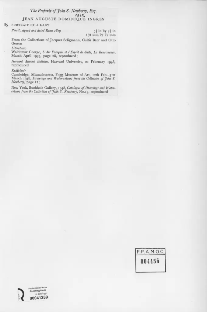 Anonimo , Ingres, Jean Auguste Dominique - sec. XIX - Portrait of a lady , retro