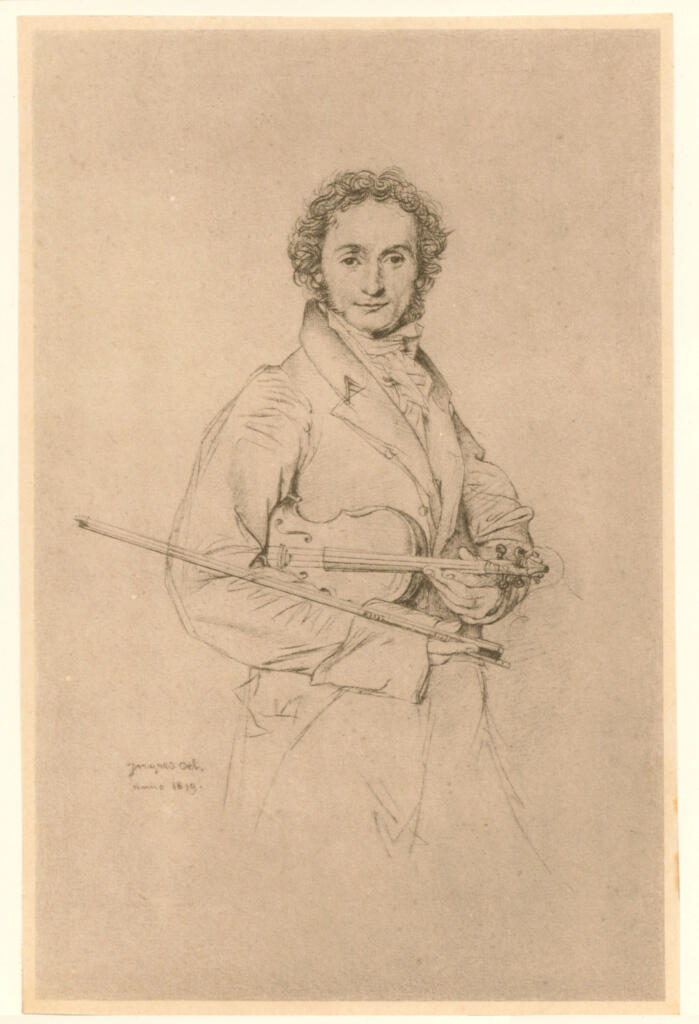 Anonimo , Ingres, Jean Auguste Dominique - sec. XIX - Uomo con violino , fronte