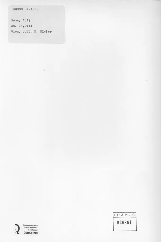 Anonimo , Ingres, Jean Auguste Dominique - sec. XIX - Uomo con violino , retro