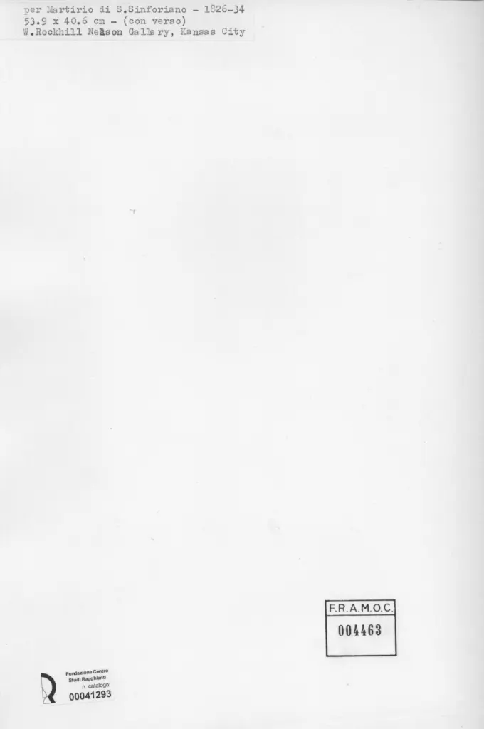 Anonimo , Ingres, Jean Auguste Dominique - sec. XIX - Martirio di S. Sinforiano , retro