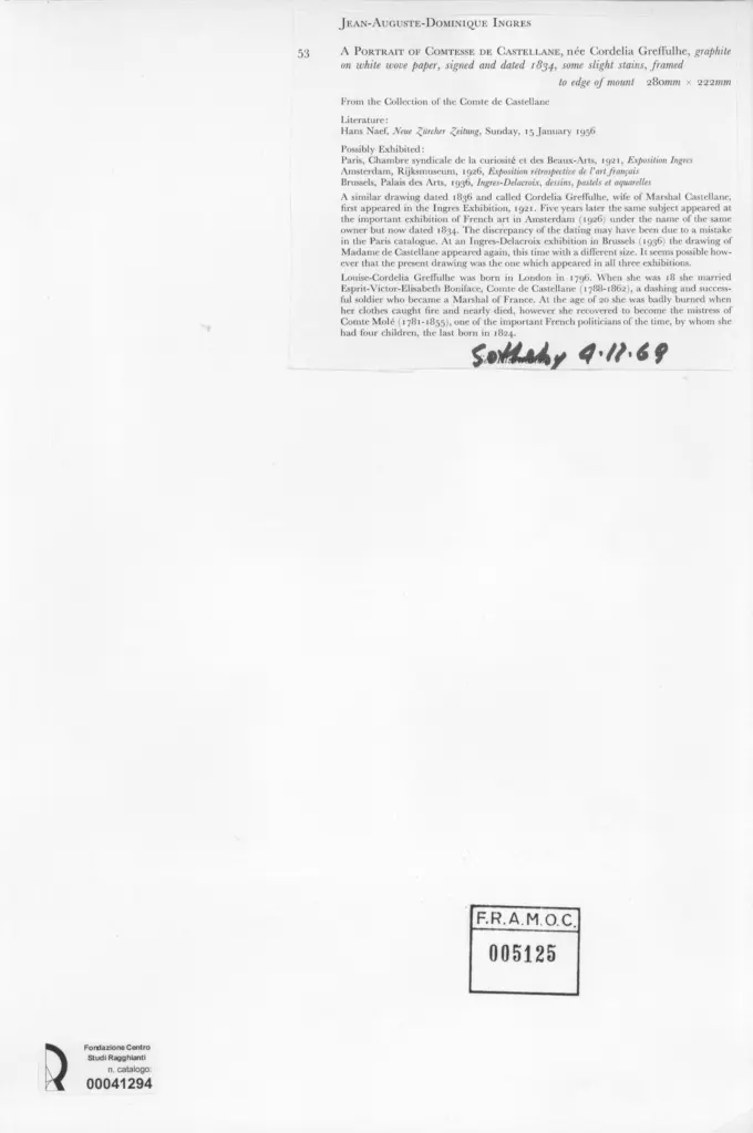 Anonimo , Ingres, Jean Auguste Dominique - sec. XIX - A portrait of comtesse de Castellane , retro
