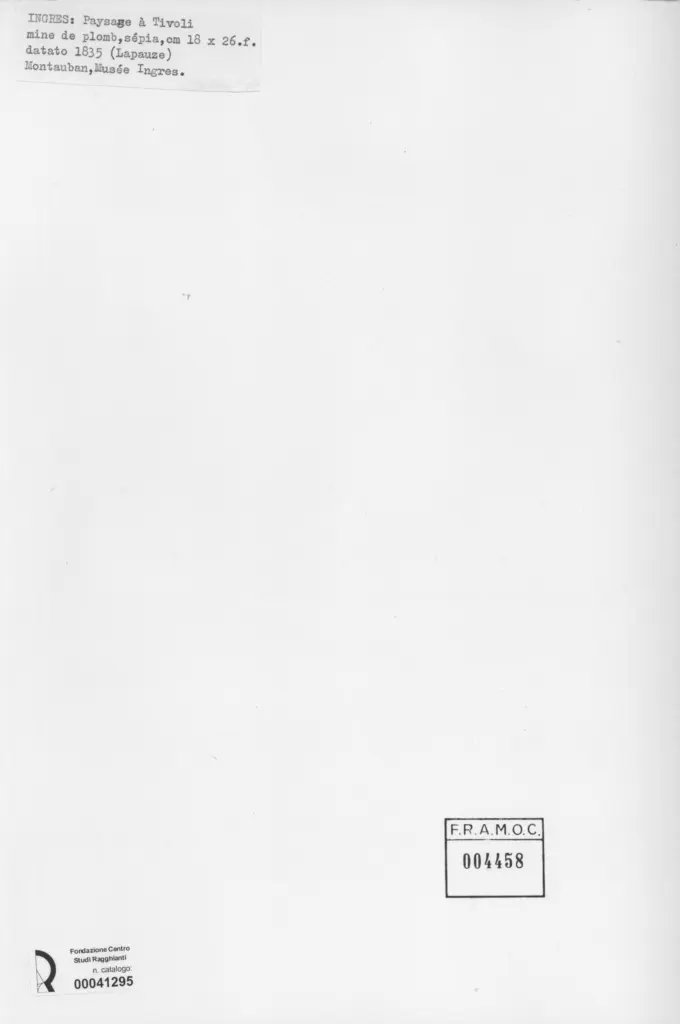 Anonimo , Ingres, Jean Auguste Dominique - sec. XIX - Paysage &agrave; Tivoli , retro