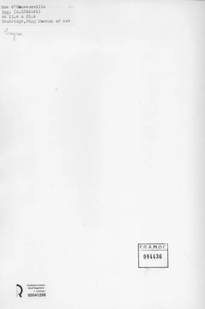 Anonimo , Ingres, Jean Auguste Dominique - sec. XIX - M.me d'Hausonville , retro