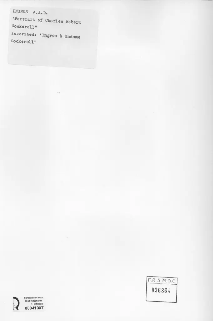 Anonimo , Ingres, Jean Auguste Dominique - sec. XIX - Portrait of Charles Robert Cockerell , retro