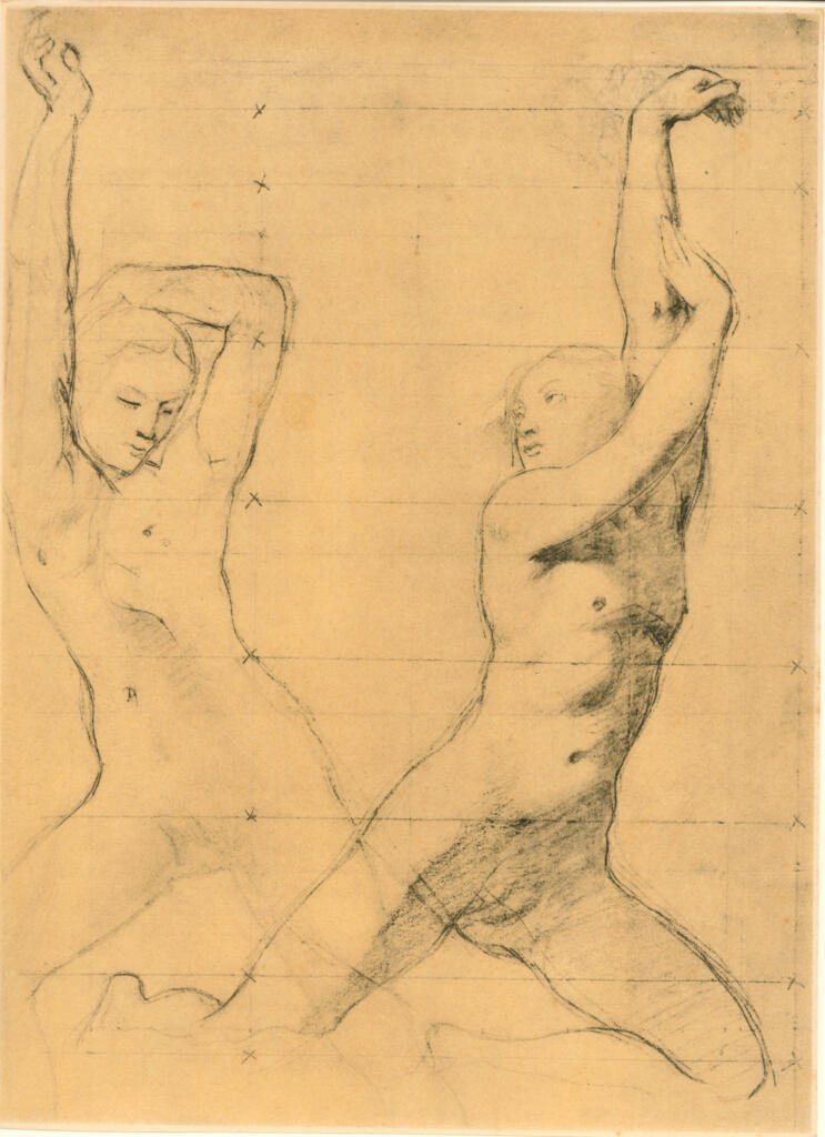 Anonimo , Ingres, Jean Auguste Dominique - sec. XIX - Studio di due corpi , fronte