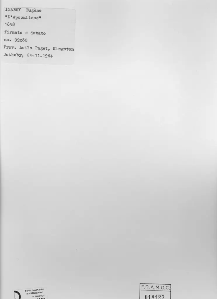 Anonimo , Isabey, Eugene - sec. XIX - L'Apocalisse , retro