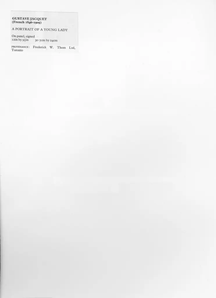 Anonimo , Jacquet, Gustave - sec. XIX - Ritratto di giovane donna , retro