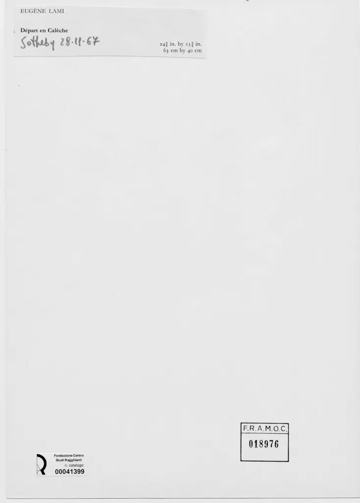 Anonimo , Lami, Eugene - sec. XIX - Départ en Calèche , retro