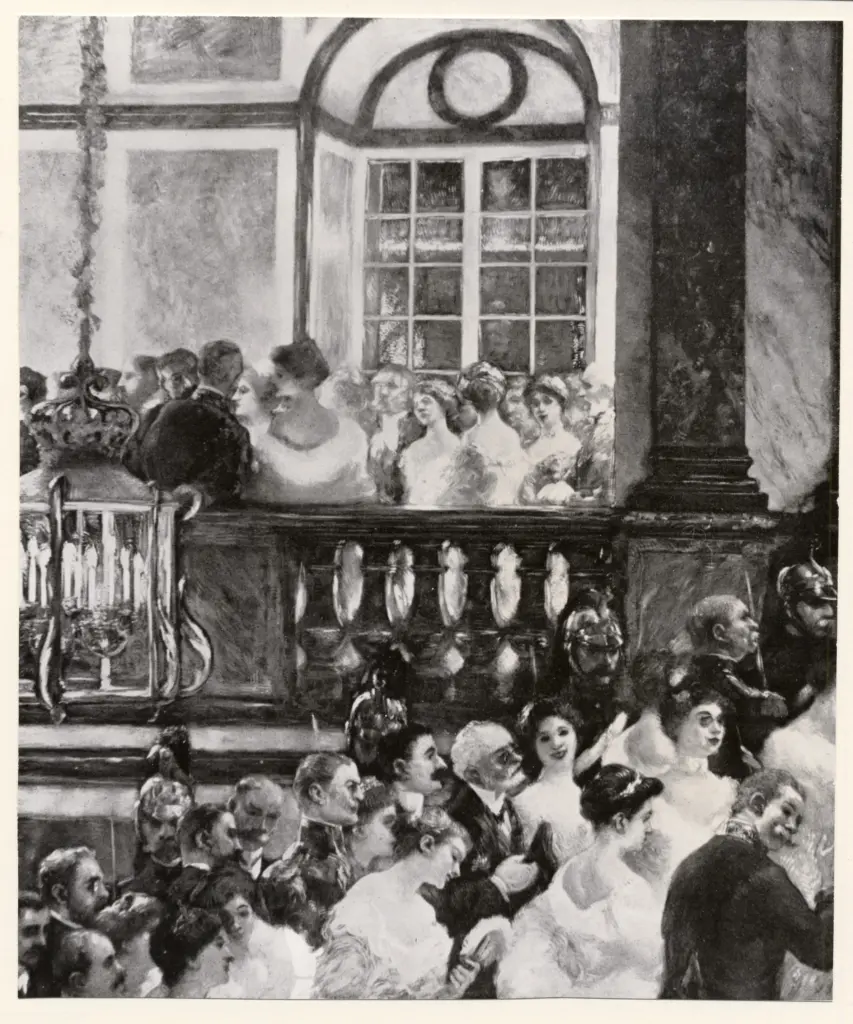 Anonimo , La Touche, Gaston - sec. XIX/ XX - A Versailles-l'escalier de marbre une soir de fete , fronte