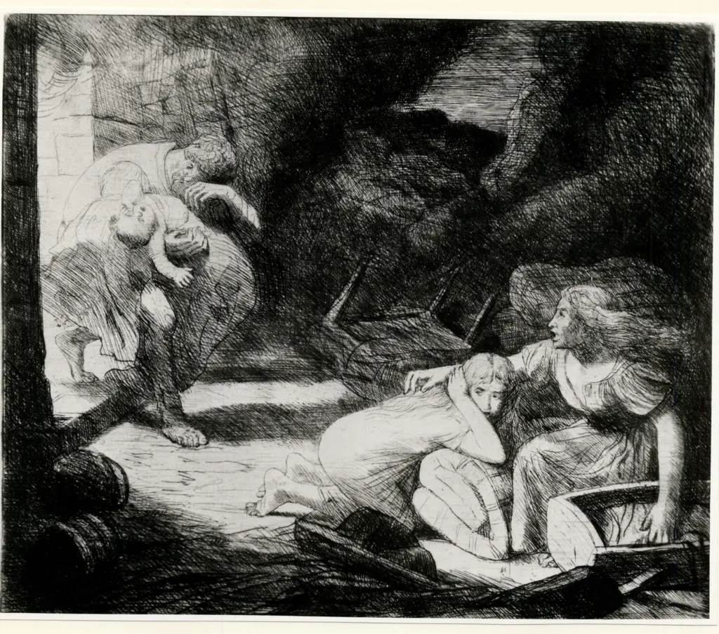 Anonimo , Legros, Alphonde - sec. XIX - L'incendio , fronte