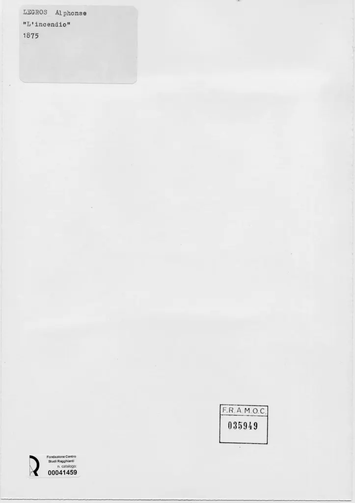 Anonimo , Legros, Alphonde - sec. XIX - L'incendio , retro