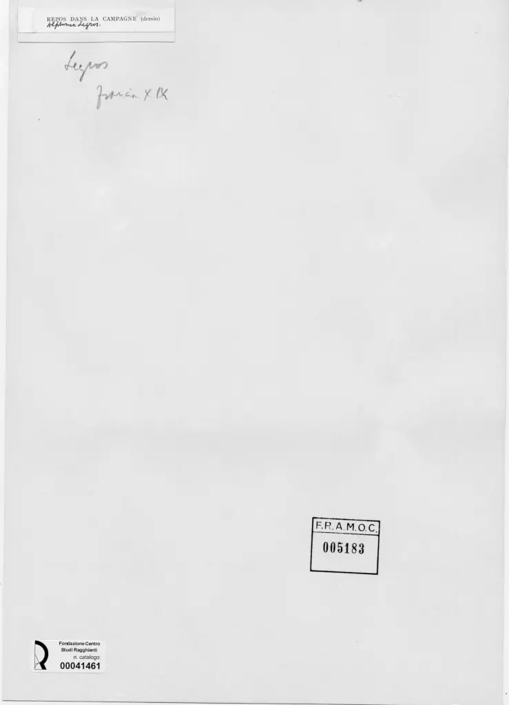 Anonimo , Legros, Alphonde - sec. XIX/ XX - Repos dans la campagne , retro