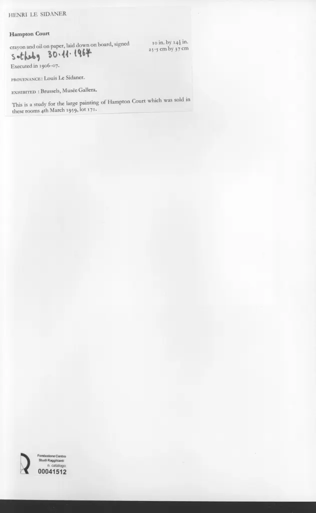 Anonimo , Le Sidaner, Henri - sec. XX - Hampton Court , retro