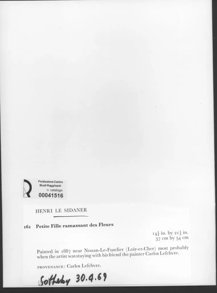 Anonimo , Le Sidaner, Henri - sec. XIX - Petite Fille ramassant des Fleurs , retro