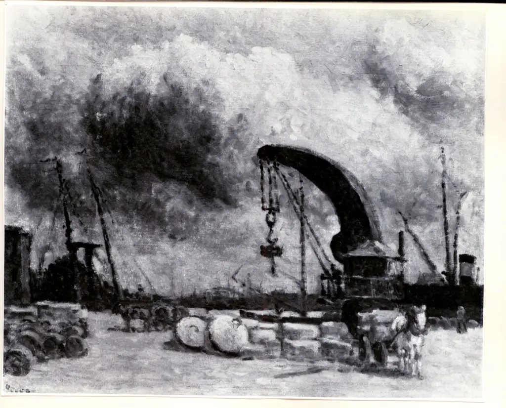 Anonimo , Luce, Maximilien - sec. XIX - Le d&eacute;chargement au port , fronte