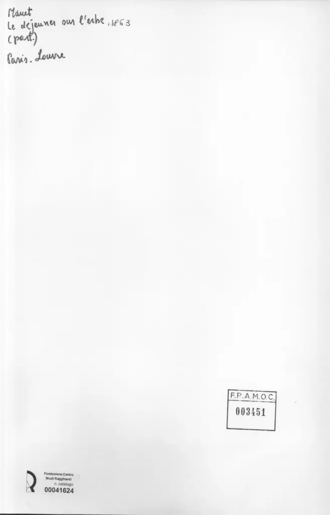 Anonimo , Manet, Edouard - sec. XIX - Le d&eacute;jeuner sur l'erbe - particolare , retro