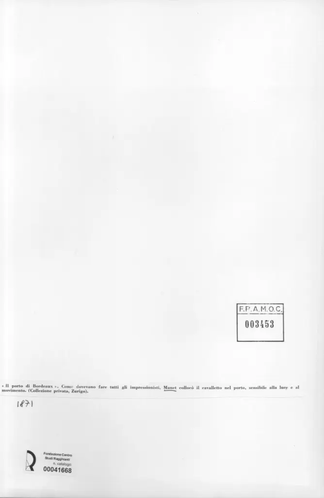 Anonimo , Manet, Edouard - sec. XIX - Il porto di Bordeaux , retro