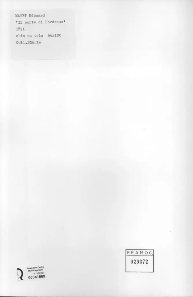 Anonimo , Manet, Edouard - sec. XIX - Il porto di Bordeaux , retro