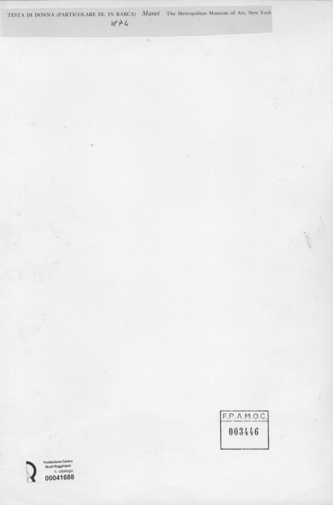 Anonimo , Manet, Edouard - sec. XIX - Testa di donna , retro
