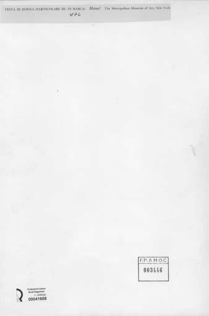 Anonimo , Manet, Edouard - sec. XIX - Testa di donna , retro