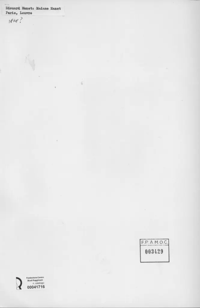 Anonimo , Manet, Edouard - sec. XIX - Madame Manet , retro