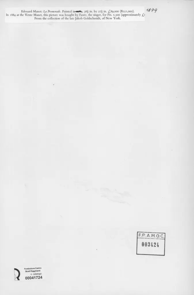 Anonimo , Manet, Edouard - sec. XIX - La Promenade , retro