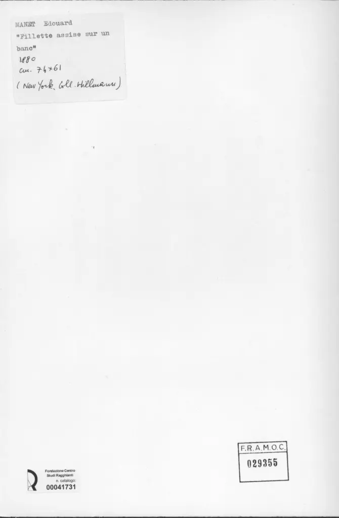 Anonimo , Manet, Edouard - sec. XIX - Fillette assise sur un banc , retro