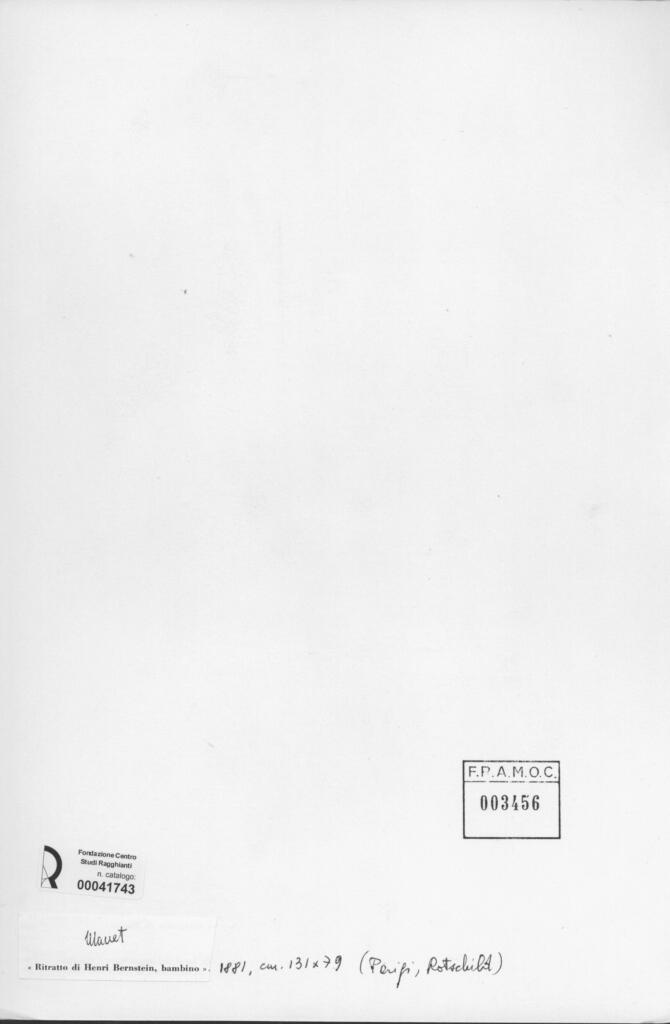 Anonimo , Manet, Edouard - sec. XIX - Ritratto di Henri Bernstein , retro