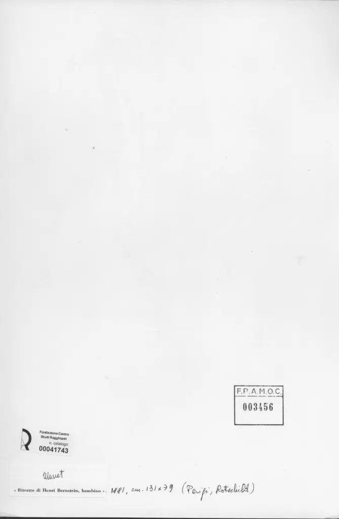 Anonimo , Manet, Edouard - sec. XIX - Ritratto di Henri Bernstein , retro