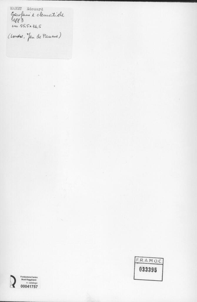 Anonimo , Manet, Edouard - sec. XIX - Garofani e clematide , retro