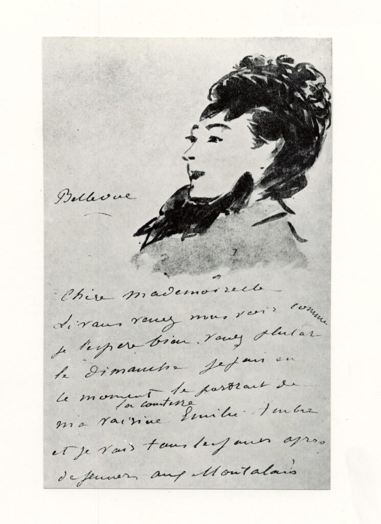 Manet, Edouard , - ritratto di donna in lettera autografa