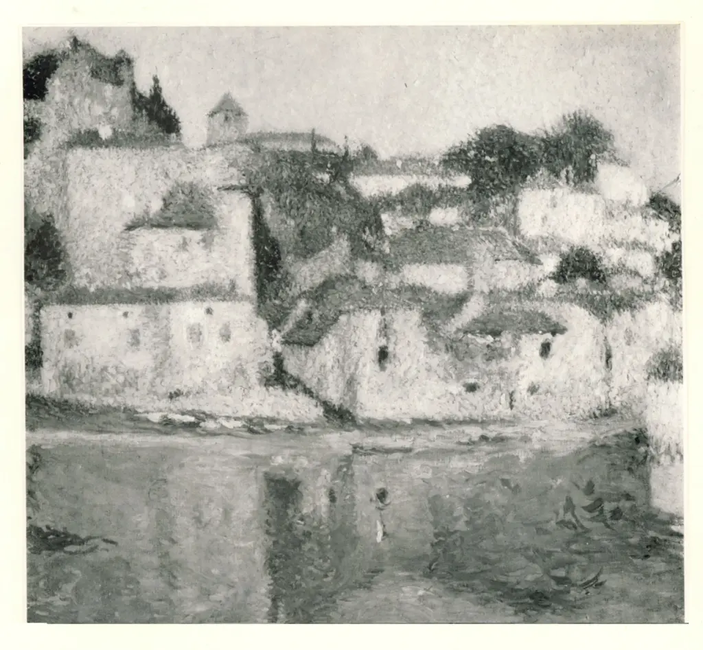 Martin, Henri , Village ensoleill&eacute; au bord de l'eau