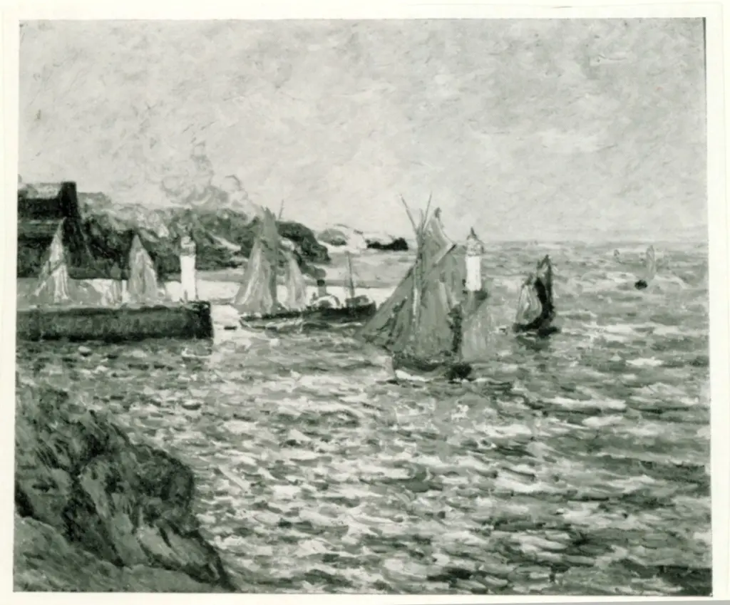 Anonimo , Maufra, Maxime - sec. XX - L'heure de la mara&eacute;e, port de Palais, belle isle en mer , fronte