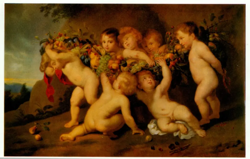 Anonimo , Meinelt, Carl - sec. XIX - Scena con putti , fronte
