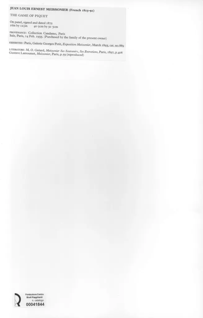Anonimo , Meissonier, Jean-Louis-Ernest - sec. XIX - The game of piquet , retro