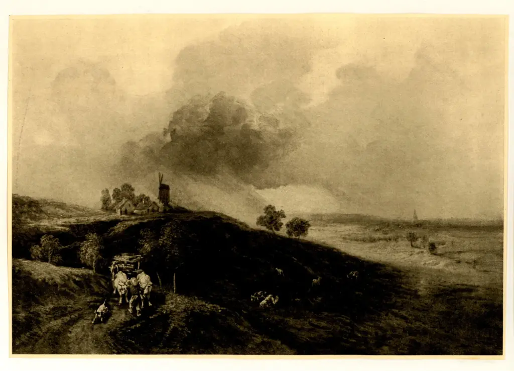 Anonimo , Michel, Georges - sec. XIX - Holzfuhrwerk vom gewitter &uuml;berrascht , fronte