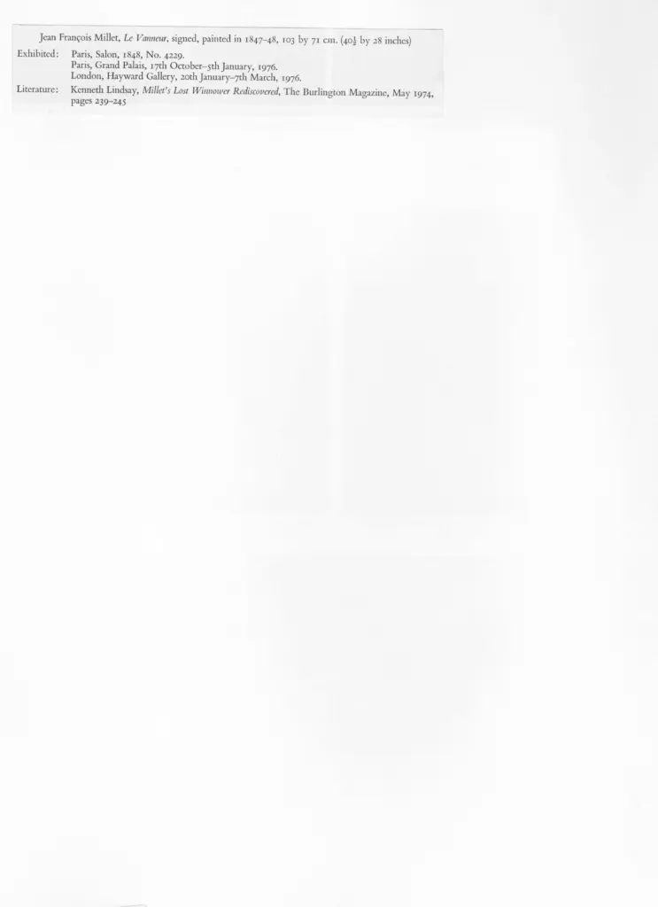 Anonimo , Millet, Jean Francois - sec. XIX - Le Vanneur , retro