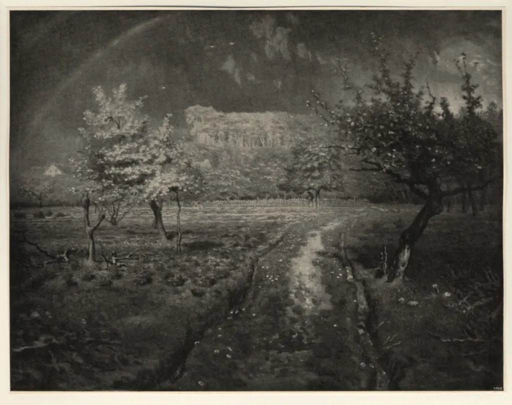 Anonimo , Millet, Jean Francois - sec. XIX - Paesaggio di primavera , fronte