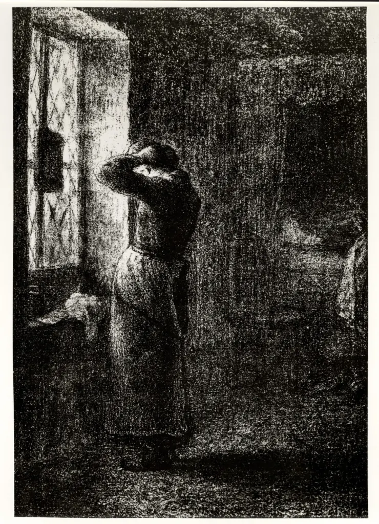 Anonimo , Millet, Jean Francois - sec. XIX - Paysanne se coiffant , fronte