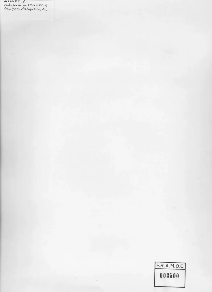 Anonimo , Millet, Jean Francois - sec. XIX - Donna e uomo tosando una pecora , retro