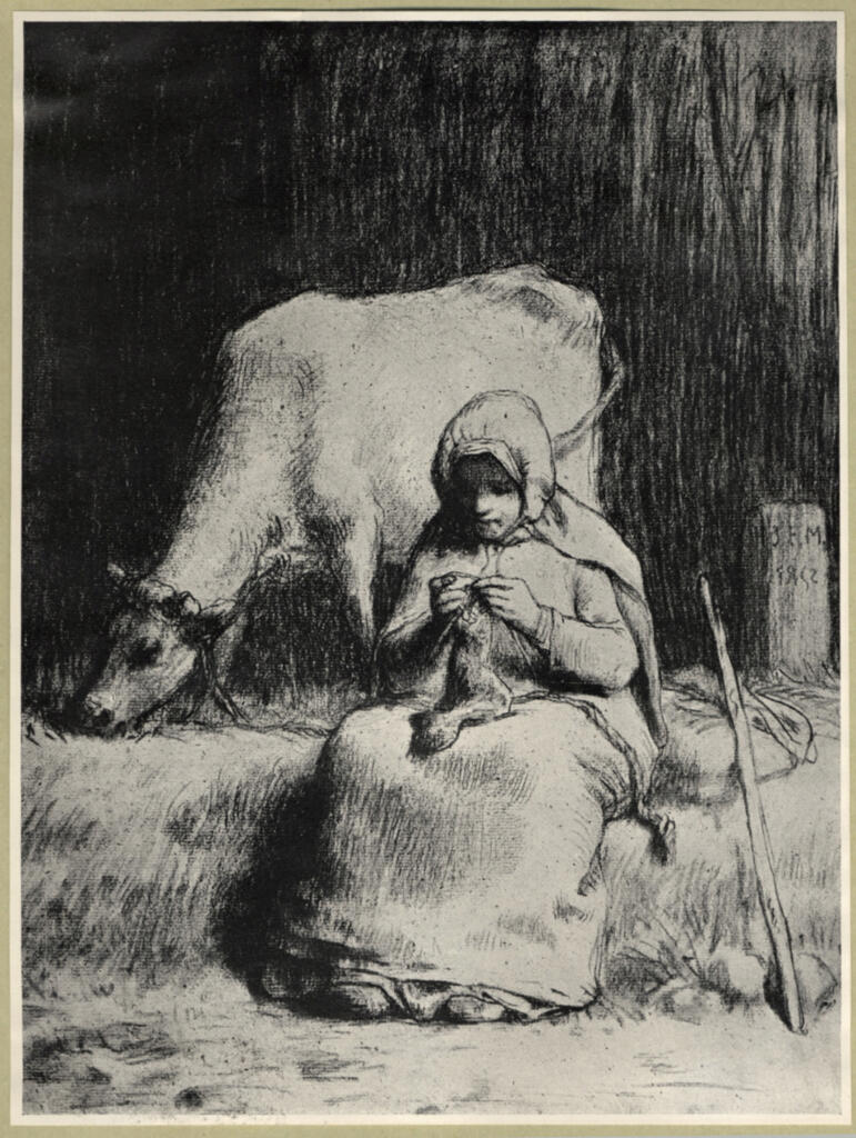 Millet, Jean-Francois , - donna lavorando la maglia